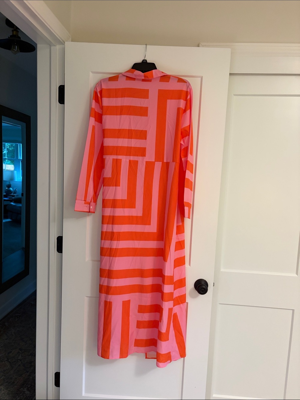 Women’s Pink & Orange Striped Wrap dress - size L - Picture 2 of 3